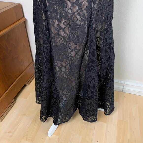 Vintage R&M Collections Sz 4 Nightway Lace Nude Glitter Black Evening Dress - Picture 4 of 11